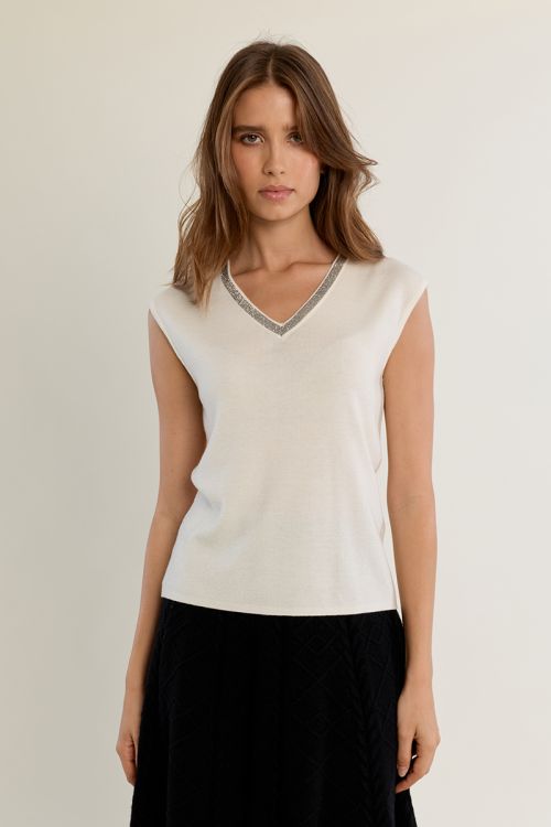 Iridescent V-neck top