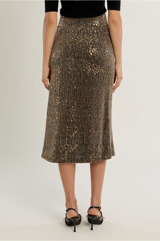 Falda midi detalle lentejuelas