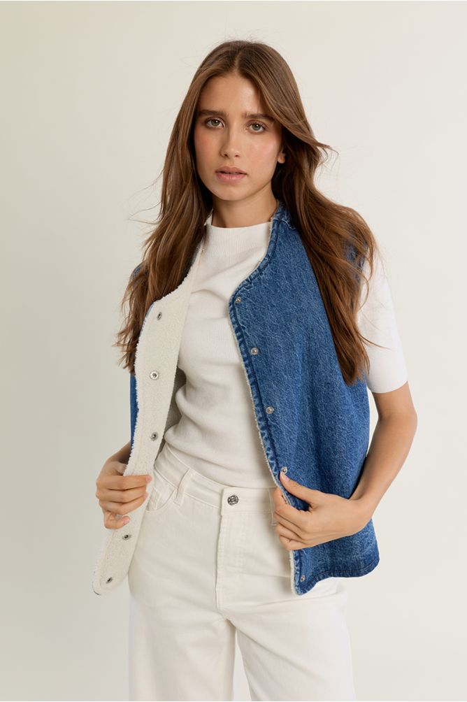 Veston en denim, sans manches