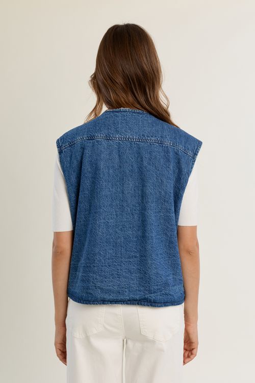 Veston en denim, sans manches