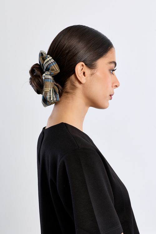 Khaki cotton scrunchie