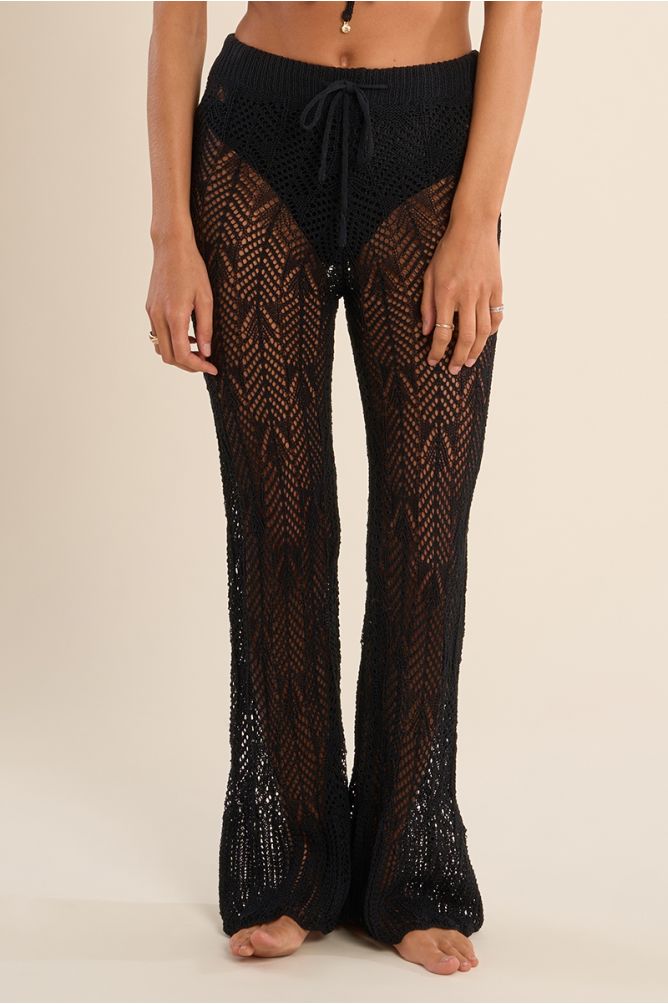Pantalón de mujer largo, ajustado, crochet.