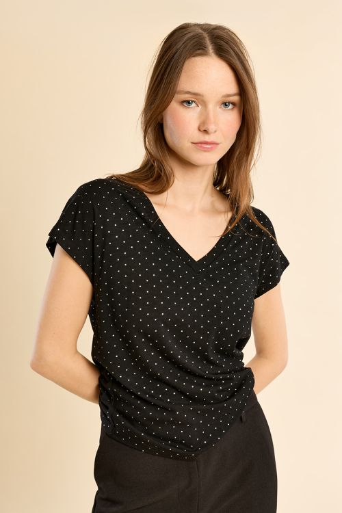T-shirt con scollo a V a pois - Molly Bracken