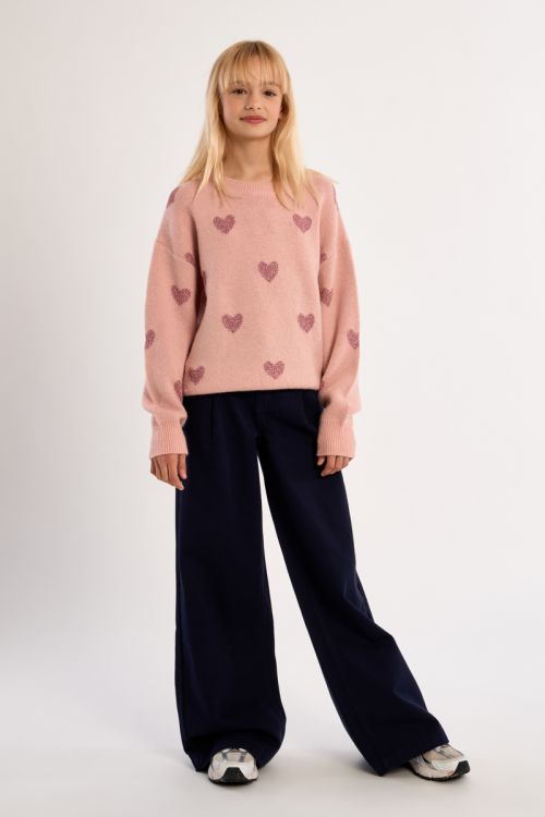 Knitted Sweater, Heart Print