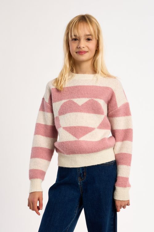 Striped Sweater, Heart Pattern