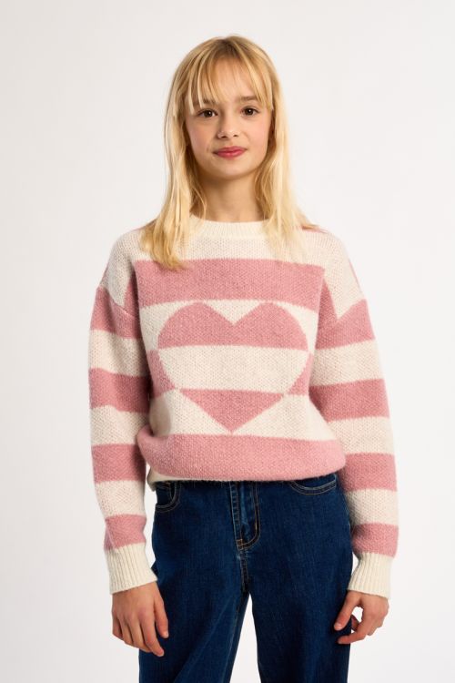 Striped Sweater, Heart Pattern