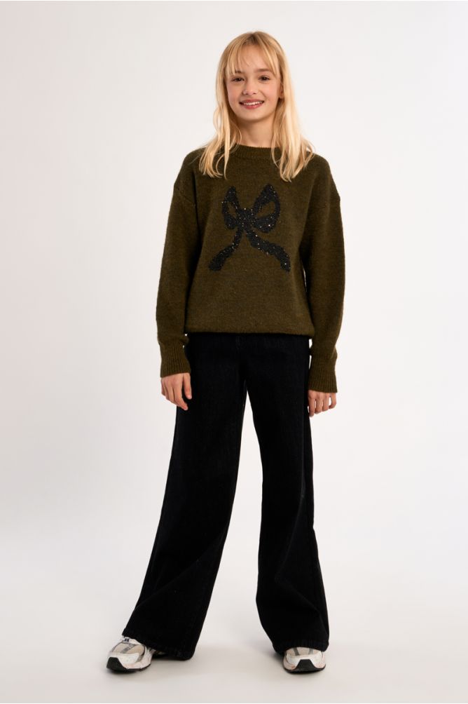 Maglione in maglia con motivo fiocco - Molly Bracken Girl