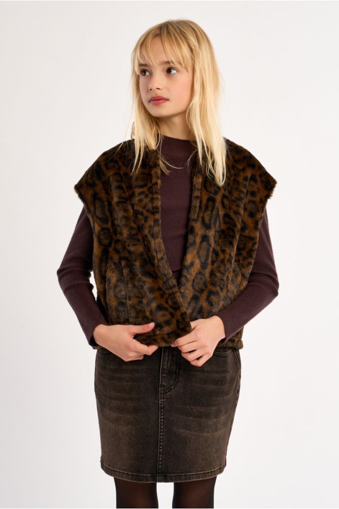 Veste sans manches en fausse fourrure