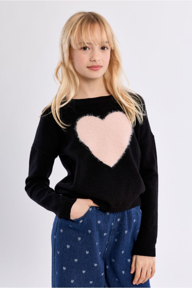 Jersey de manga larga y estampado corazón