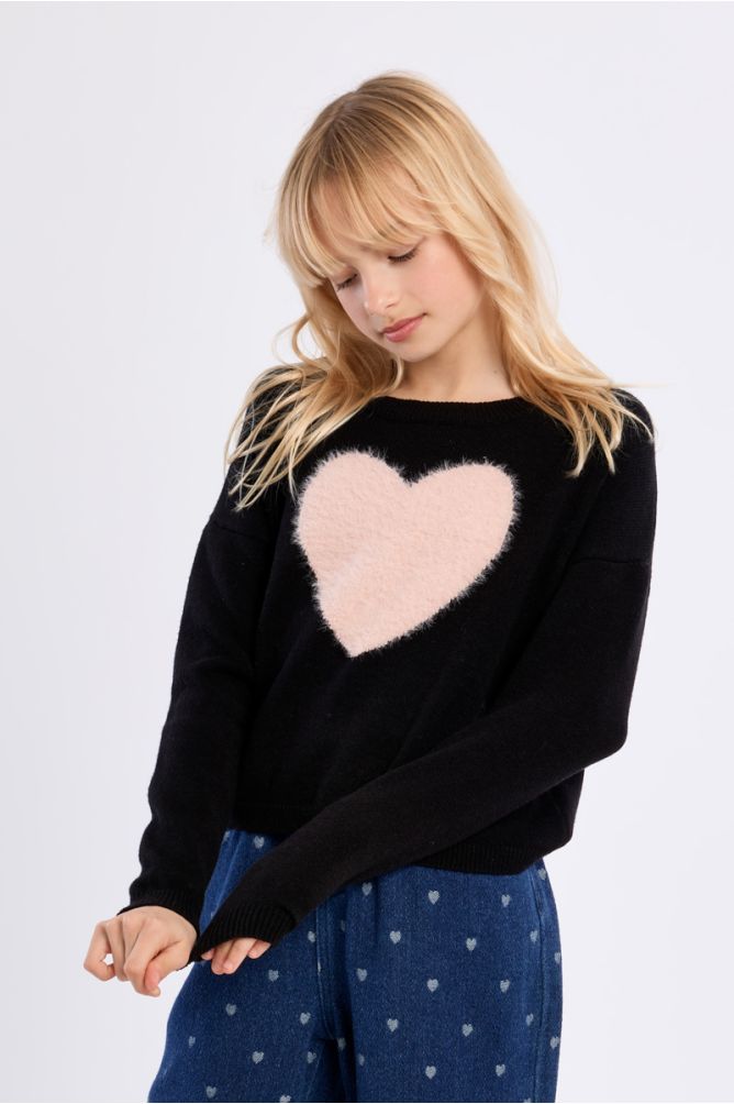 Maglione in maglia con motivo a cuore - Molly Bracken Girl