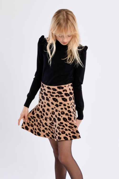 Flared Knit Skirt, Animal Print