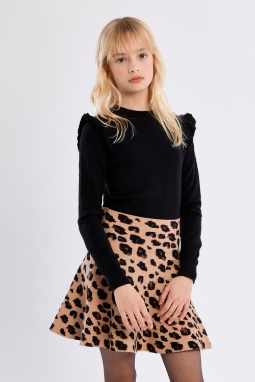 Jupe évasée en maille, imprimé animalier