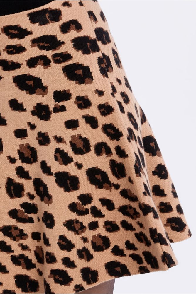 Jupe évasée en maille, imprimé animalier