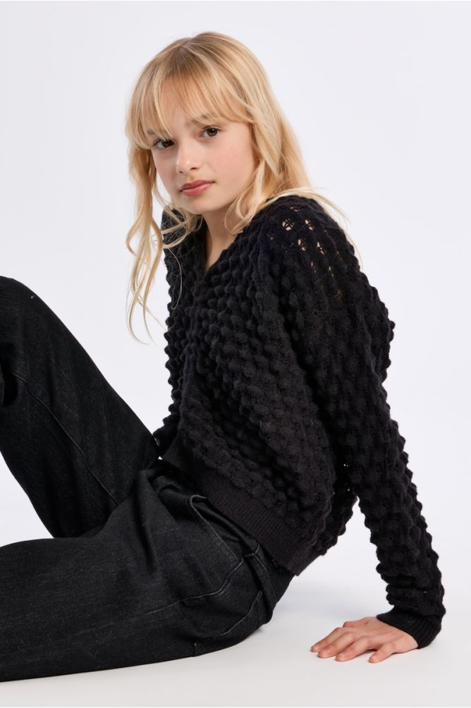 Maglione con scollo a V in maglia traforata - Molly Bracken Girl