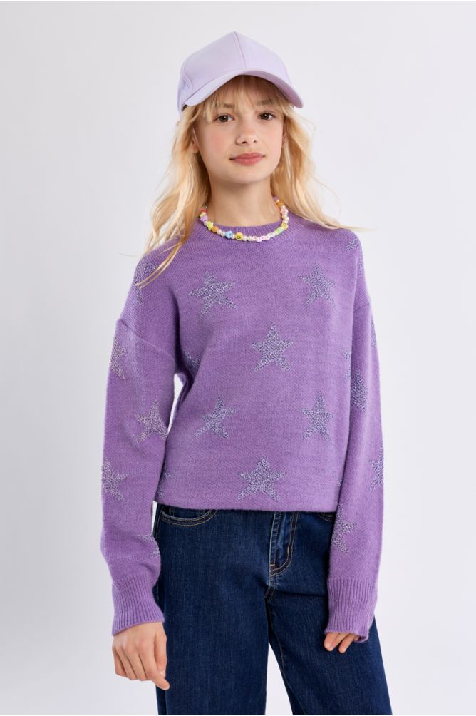Knitted Sweater With Star Patterns