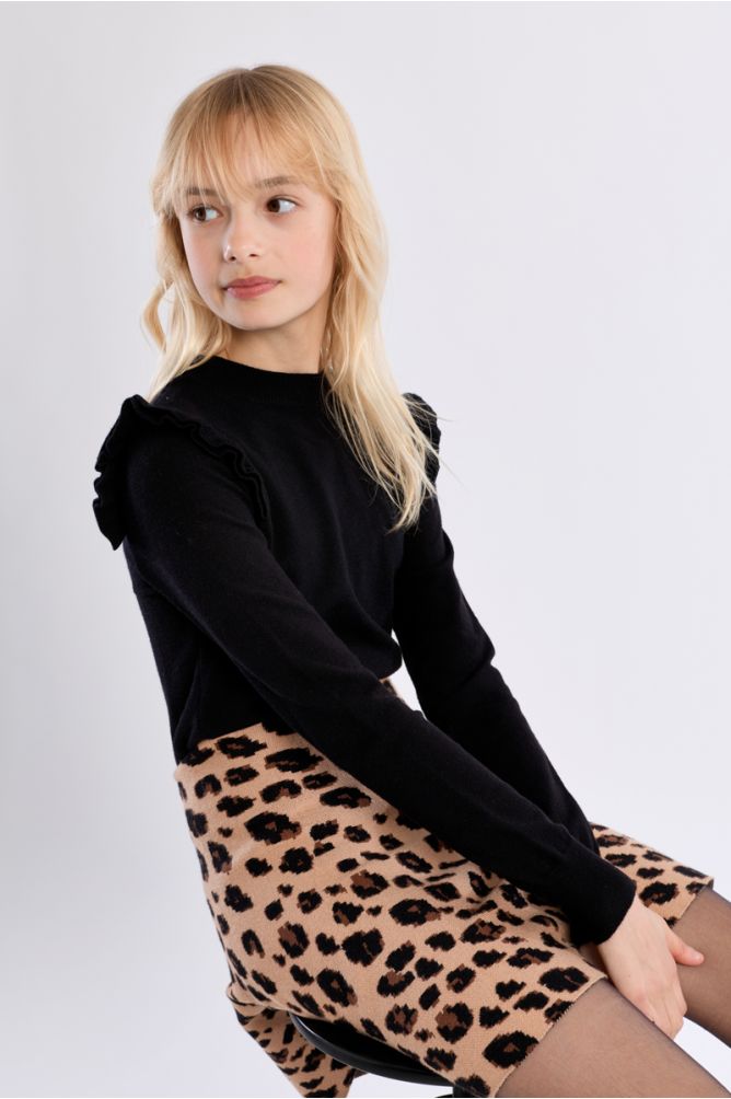 Knitted Sweater, Ruffled Shoulders