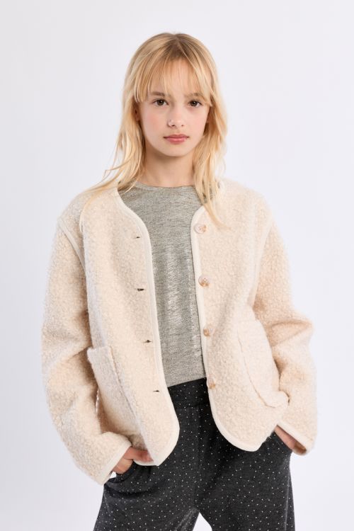 Chaqueta de borreguito con detalles brillantes