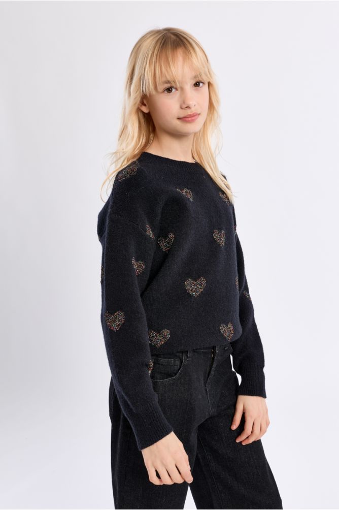 Jersey de manga larga y estampado corazones