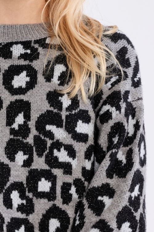 Pull en maille, imprimé léopard