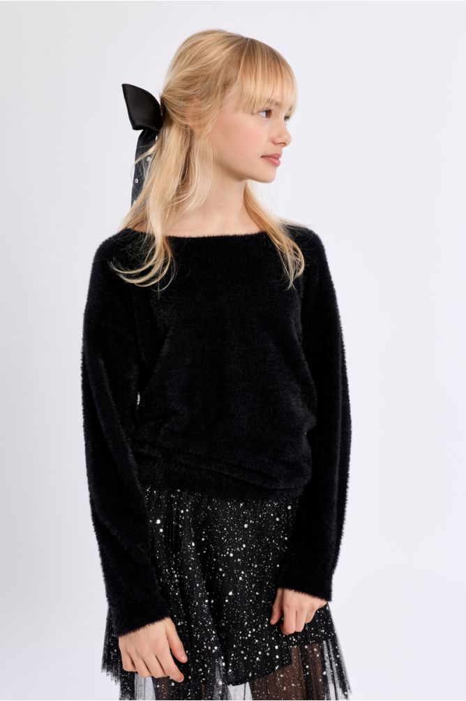Pull duveteux col rond