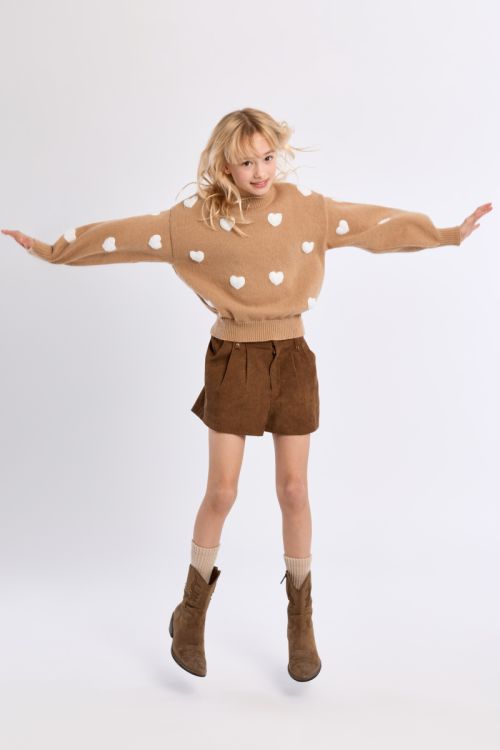 Knitted Sweater, Textured Heart Pattern