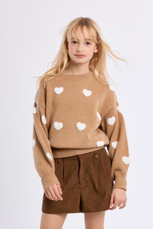 Knitted Sweater, Textured Heart Pattern