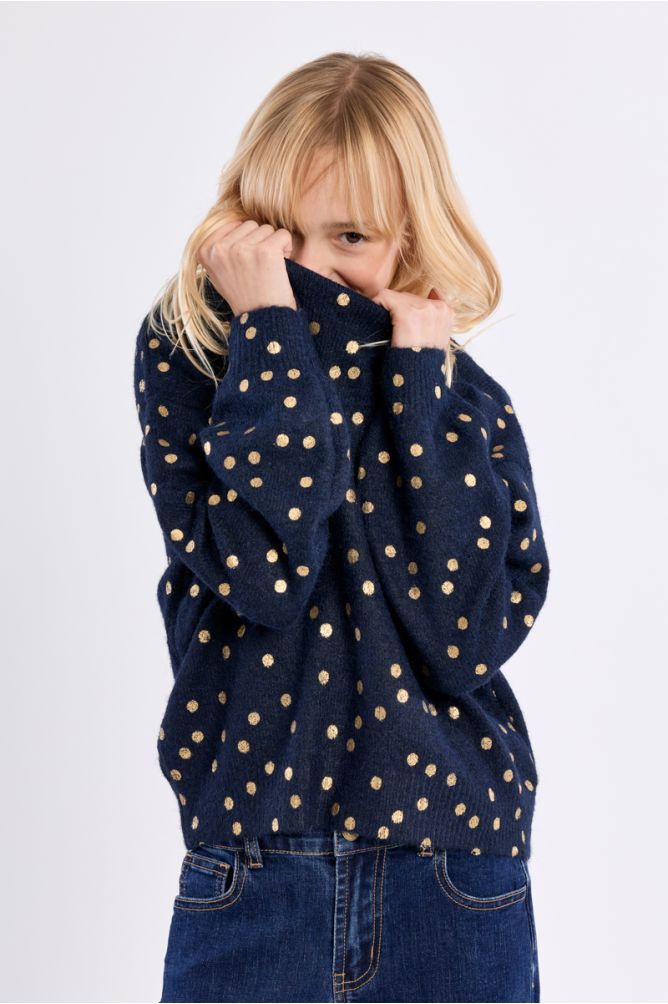 Pull en maille, imprimé pois