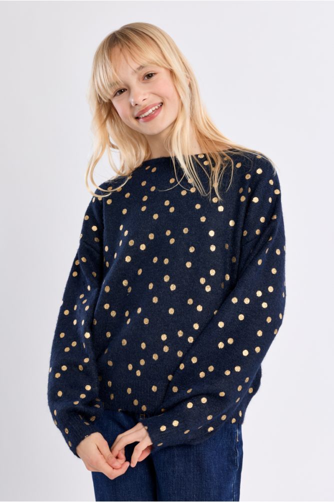 Knitted Sweater, Polka Dot Print