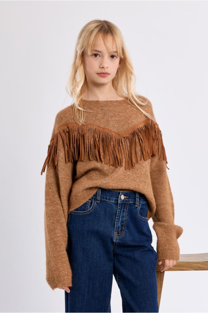 Maglione in maglia con dettaglio frange - Molly Bracken Girl