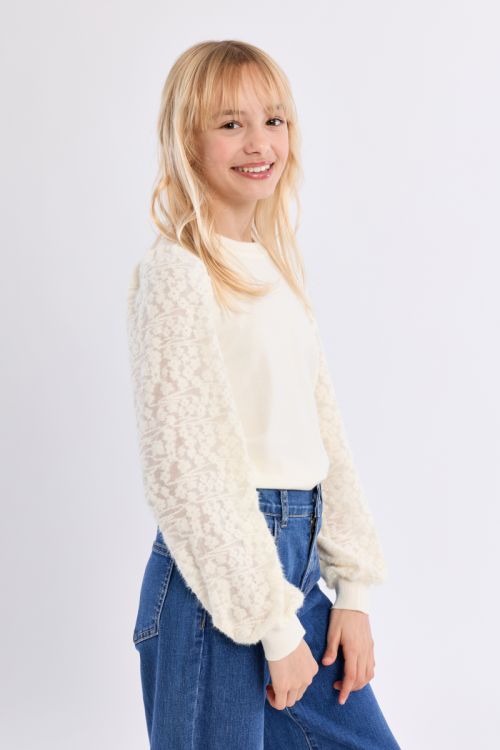 Pull en maille, manches fantaisie
