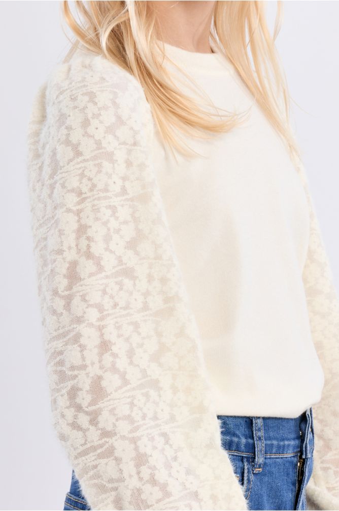 Pull en maille, manches fantaisie