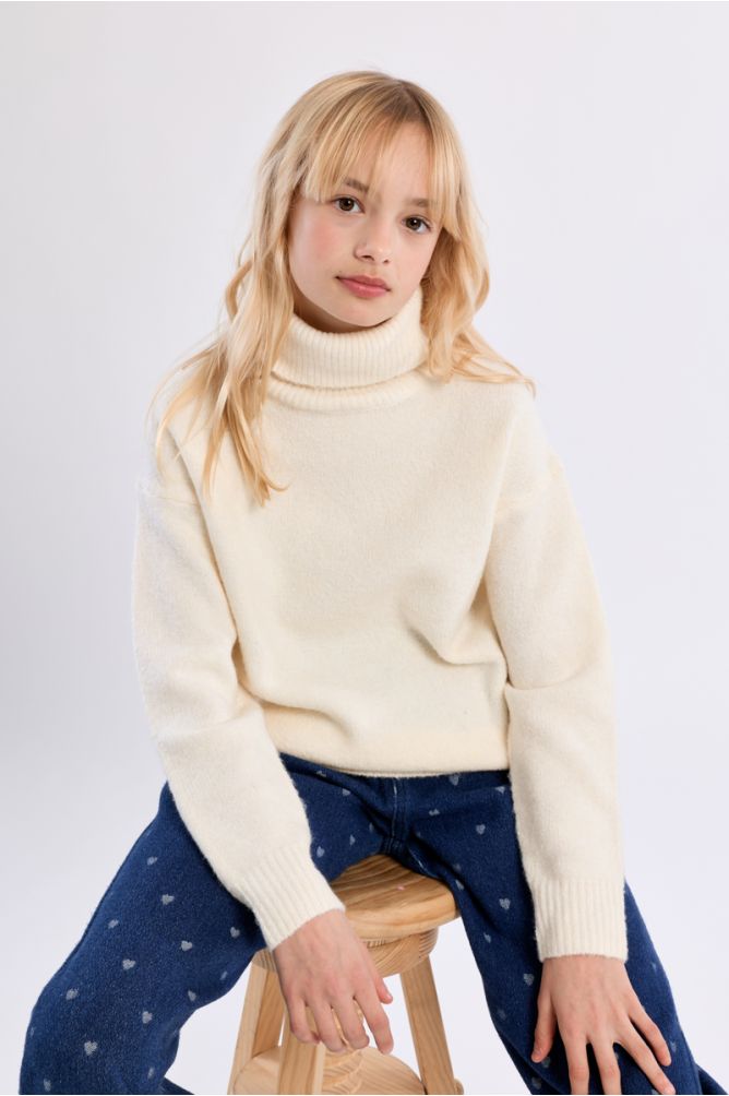 Pull oversize, col roulé
