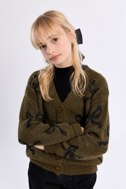 Cárdigan de manga larga estampado lazos