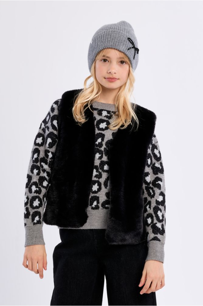Veste sans manches en fausse fourrure