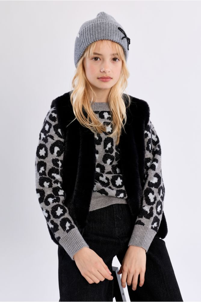 Veste sans manches en fausse fourrure
