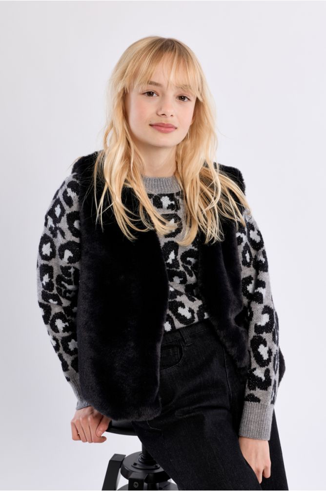 Veste sans manches en fausse fourrure
