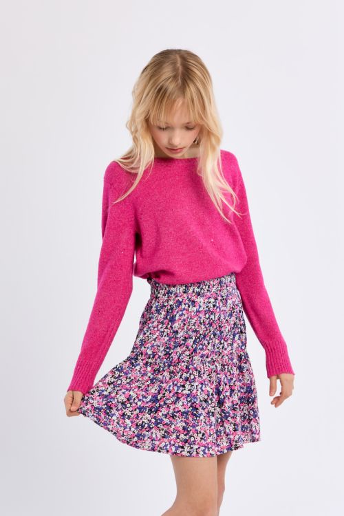 Falda corta con estampado y volantes