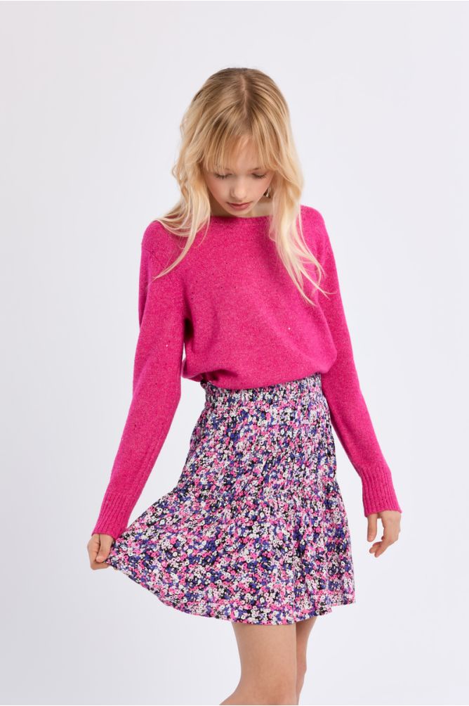 Short Ruffled Skirt, Floral Pattern