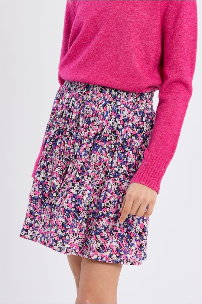 Short Ruffled Skirt, Floral Pattern