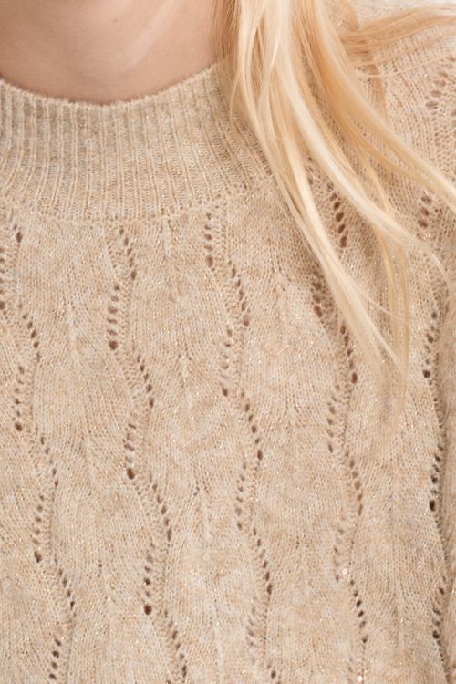 Openwork Knit Sweater, High Collar