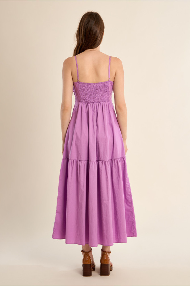 Long cotton dress, knotted bustier