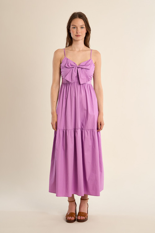 Long cotton dress, knotted bustier