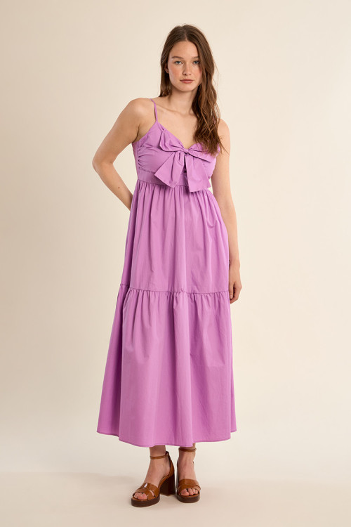 Robe longue en coton, bustier noué