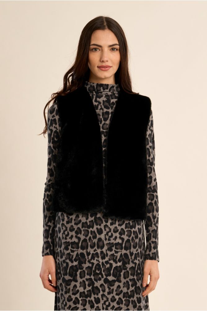 Veste sans manches en fausse fourrure