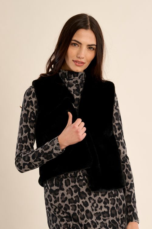 Veste sans manches en fausse fourrure