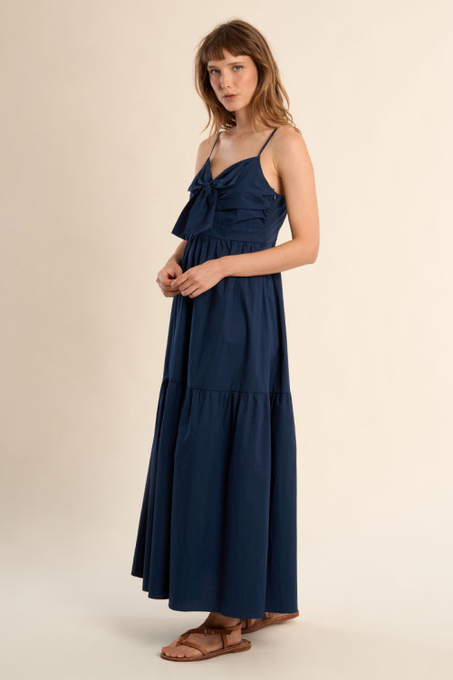 Long cotton dress, knotted bustier