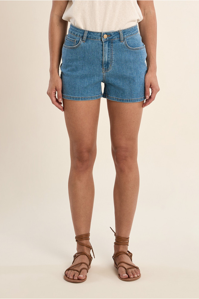 Wide denim shorts