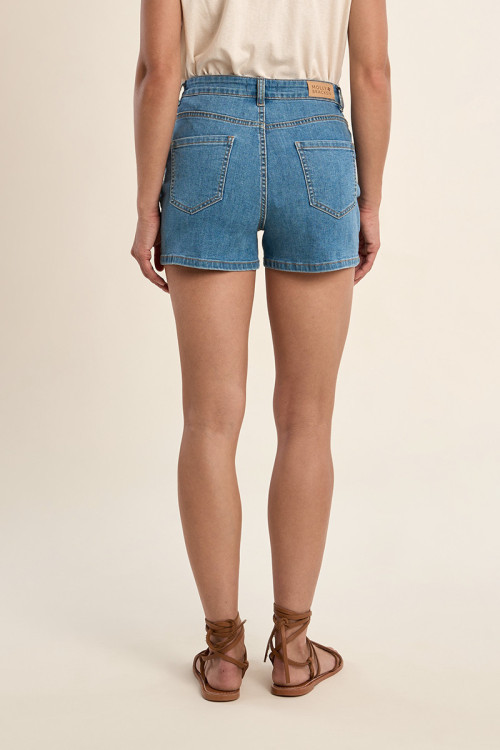 Short de mujer vaquero, cinco bolsillos.