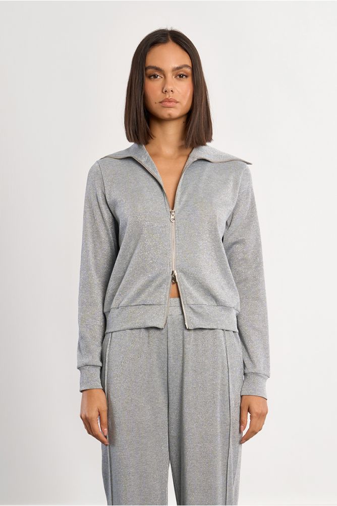 Iridescent double-zip jogger jacket