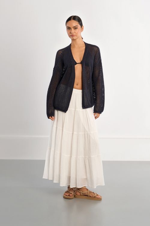 Openwork knit cardigan
